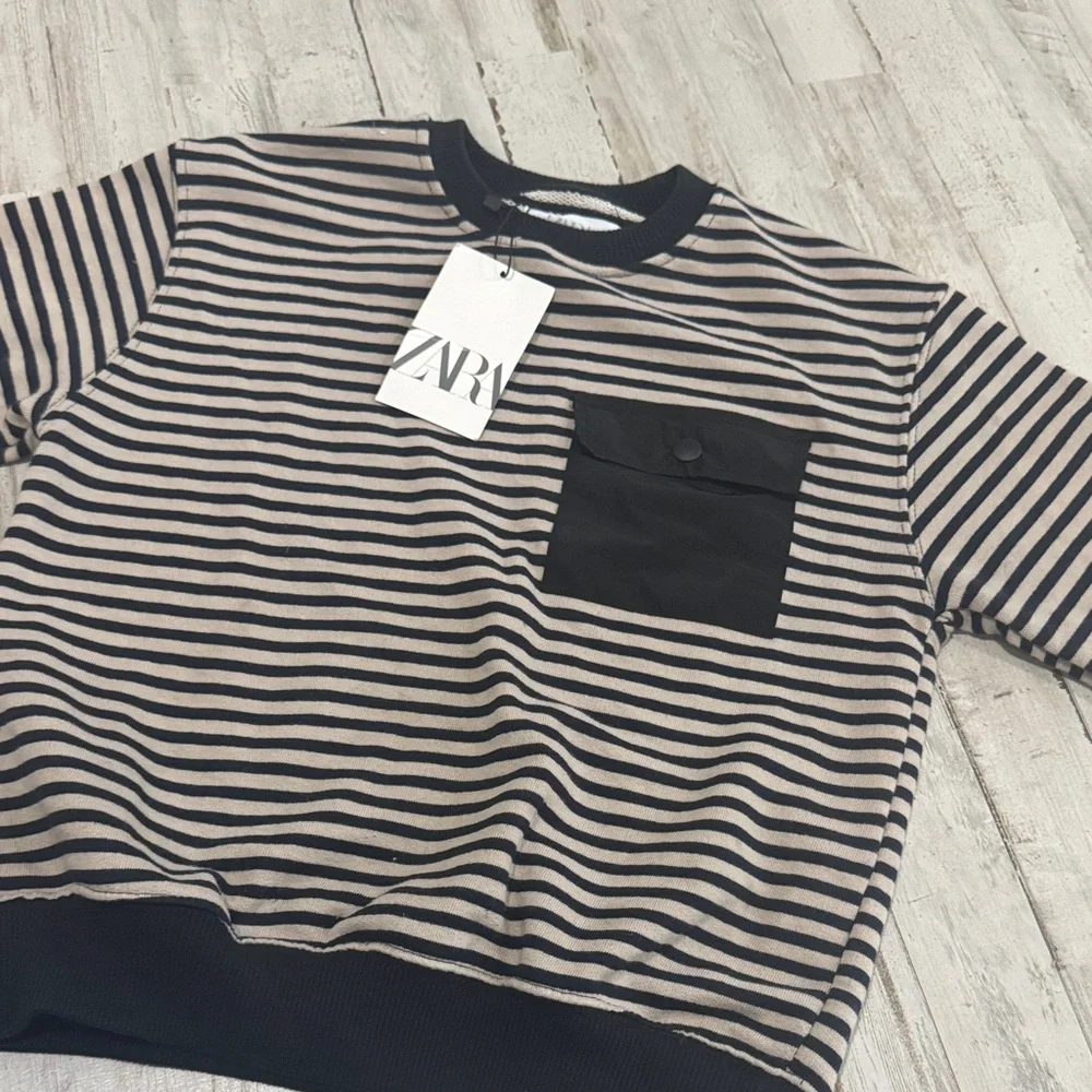 Zara kids Striped Sweater - Black and Tan